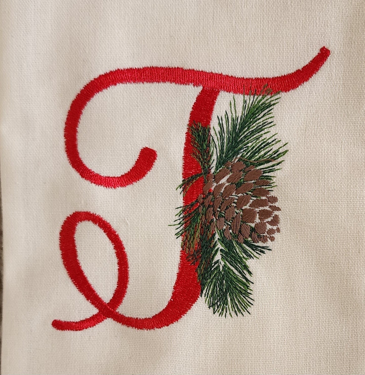 Holiday Wreath Sash with Pinecone Monogram
