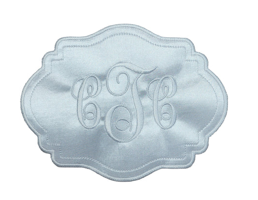 Embroidered Satin Bridal Bouquet Wrap with Monogram, Personalized Wedding Keepsake