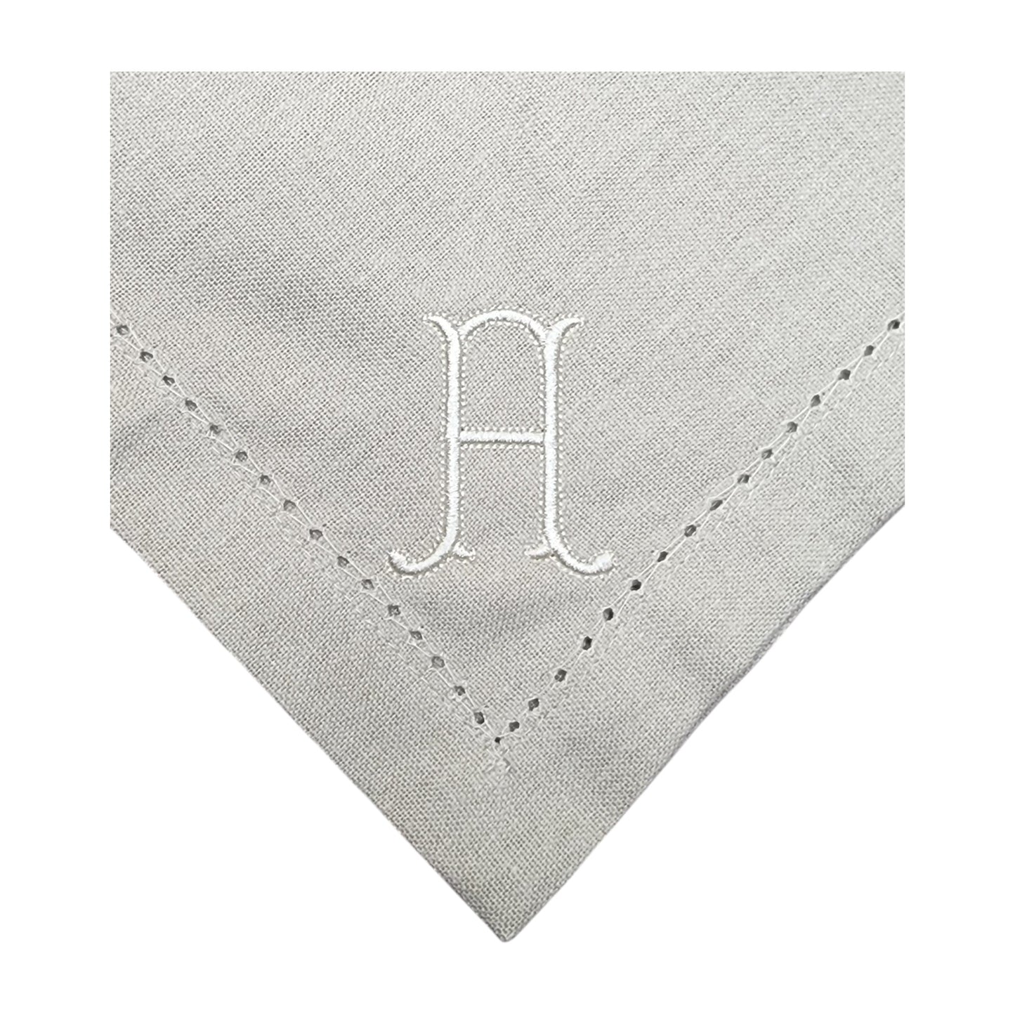 Hemstitched 18 inch Cotton Dinner Napkin with Embroidered Monogram