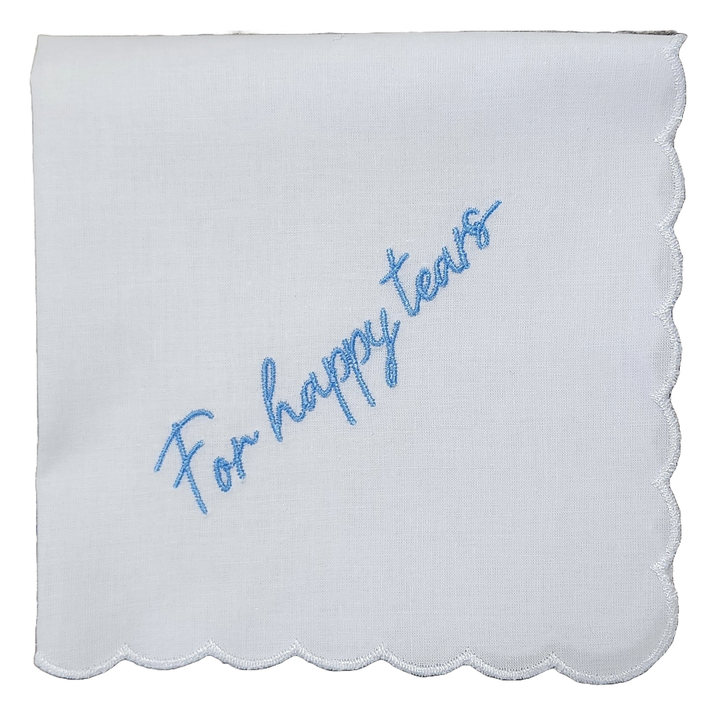 FOR HAPPY TEARS Embroidered Scalloped Edge Handkerchief