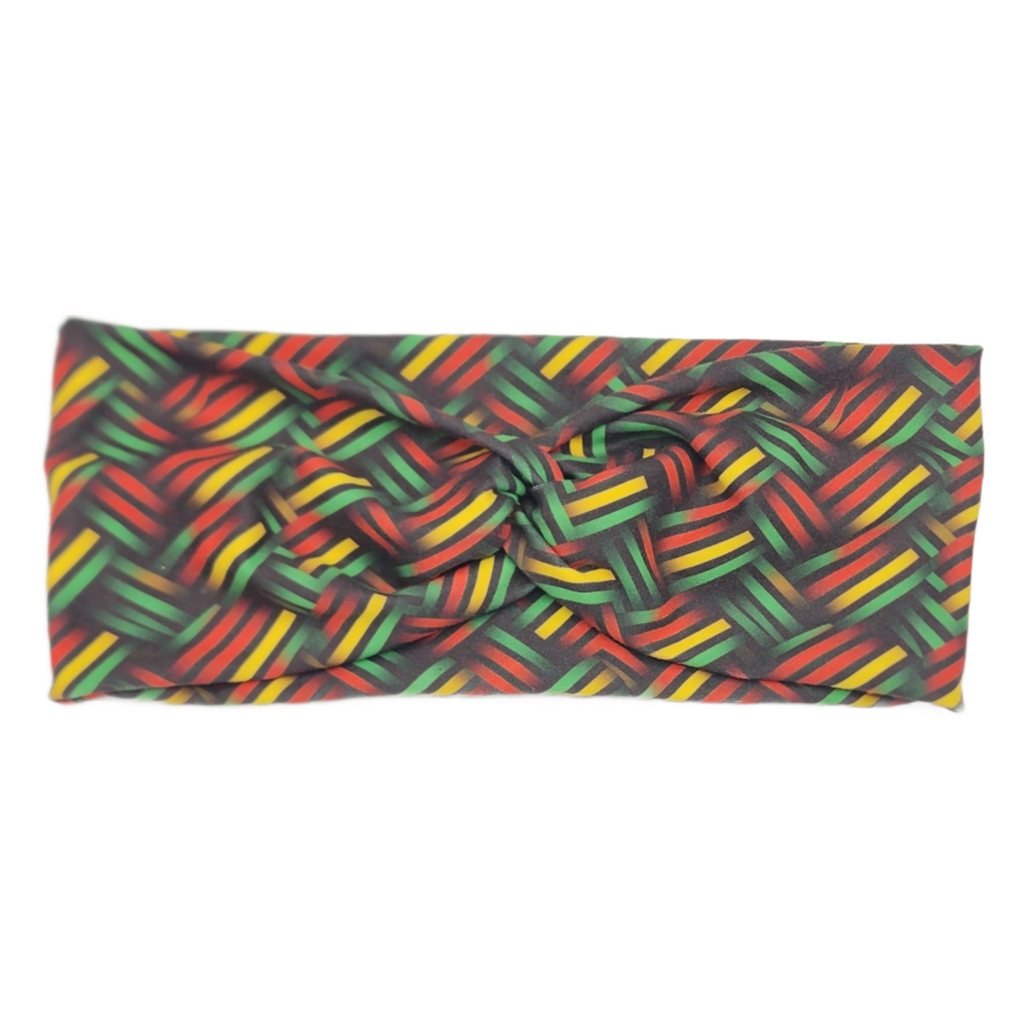 BHM Geometric Print Twist Knot Fashion Headband - Black/Red/Green/Gold