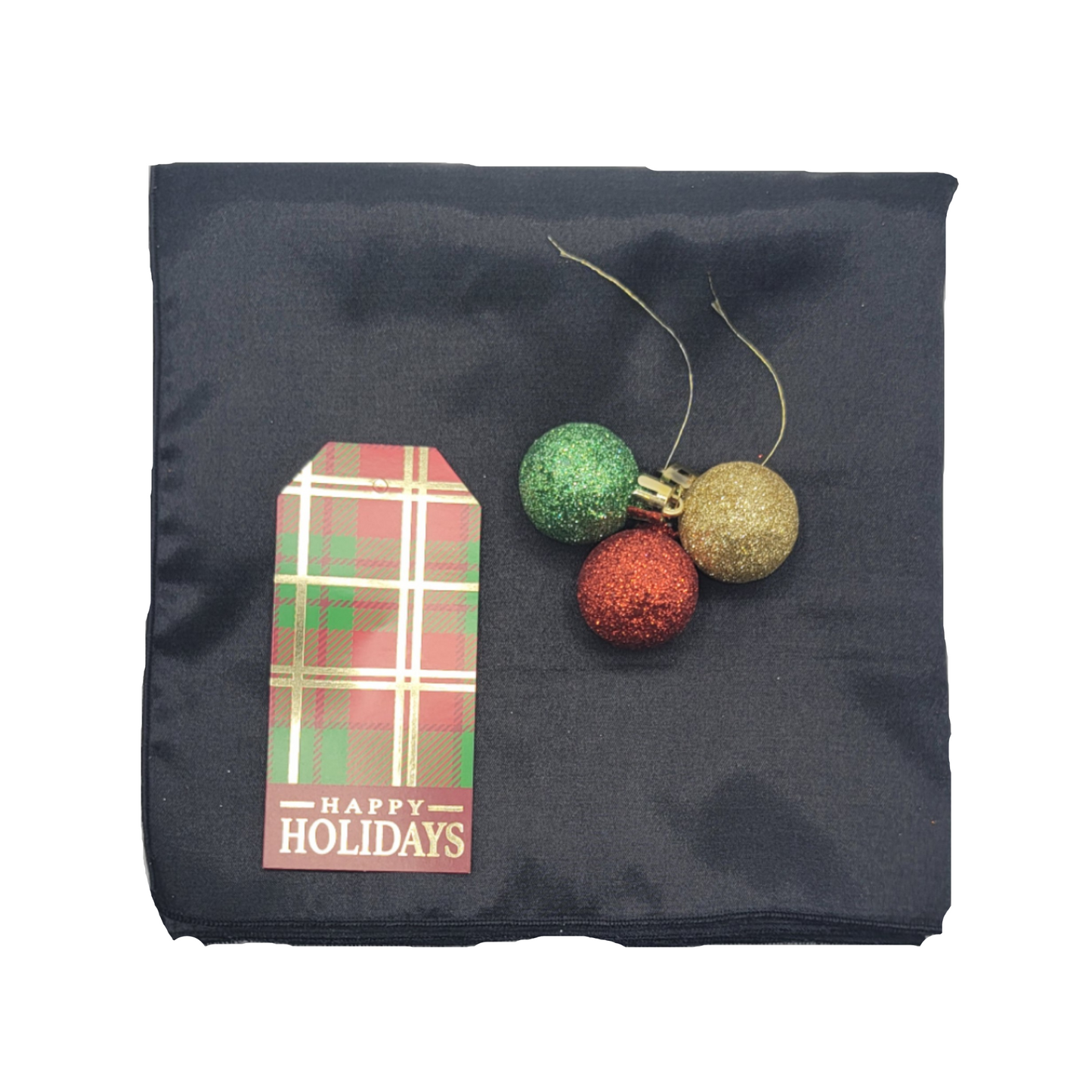 Furoshiki 3 pc Fabric Gift Wrap Kit - Holiday/Black Satin