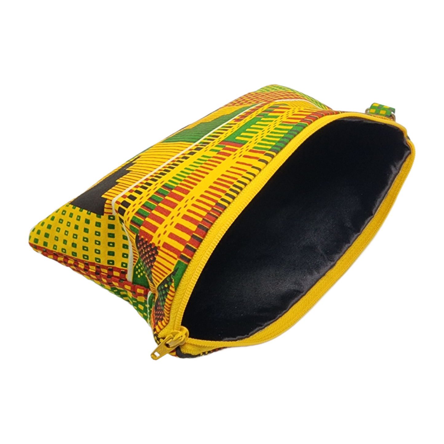 Top Zipper Lined Bag - Gold Kente