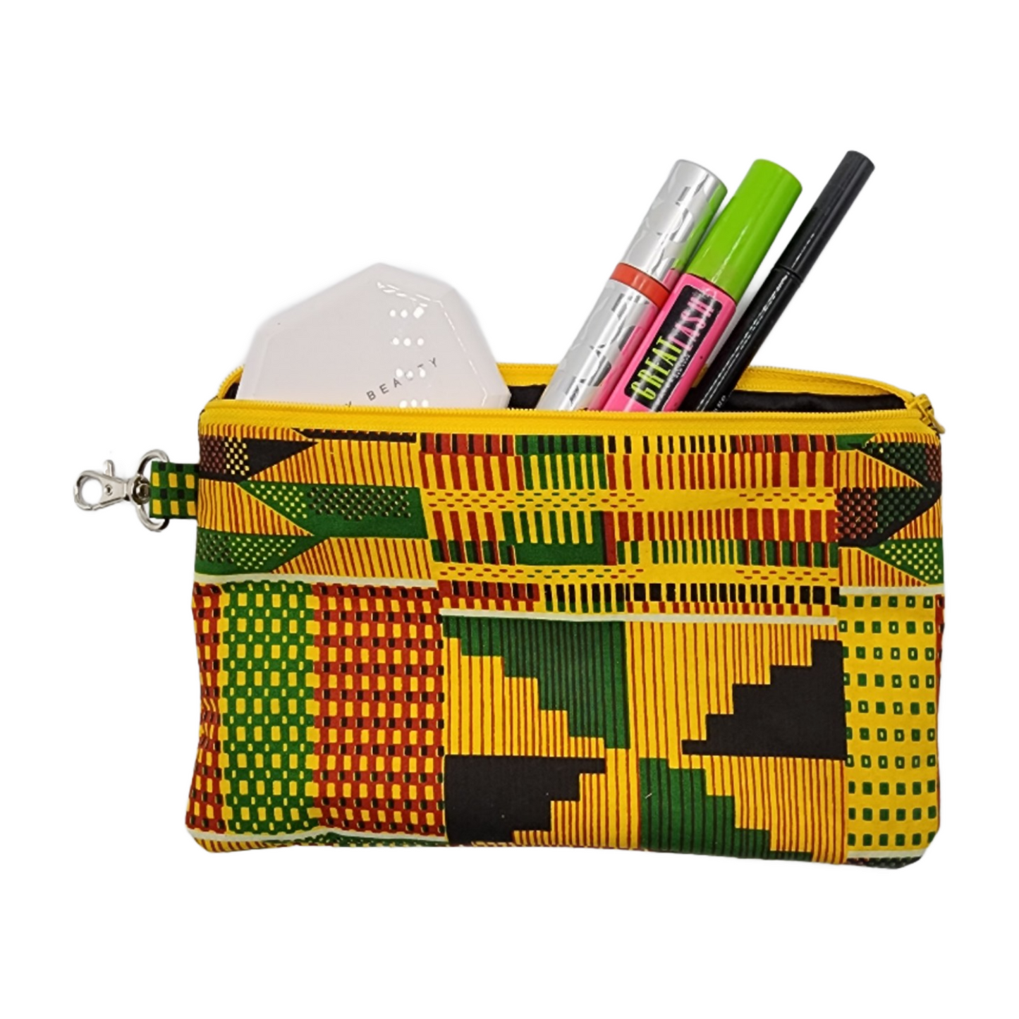 Top Zipper Lined Bag - Gold Kente
