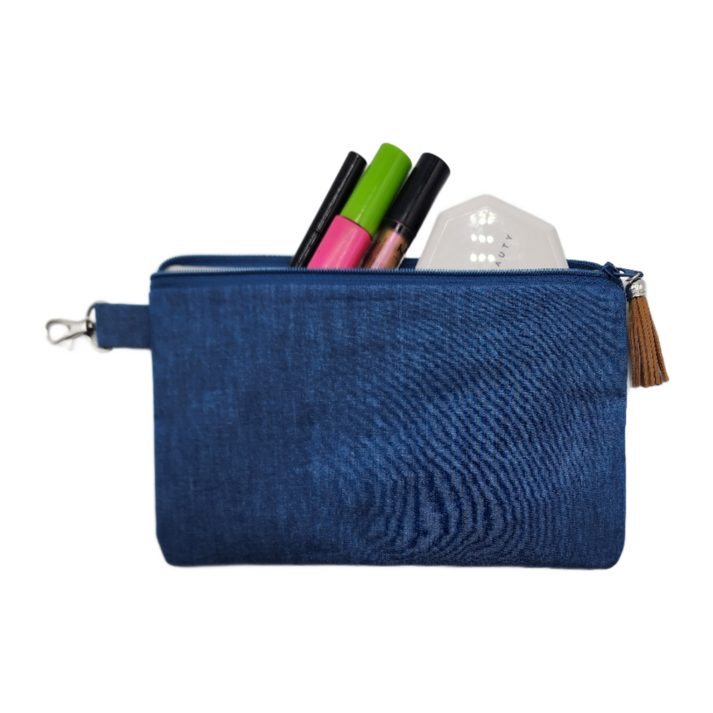Top Zipper Lined Bag - Medium Denim Blue