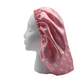 Luxe Poly Satin 2 in 1 Reversible Hair Bonnet - Pink Ribbons and Bras Pink/White