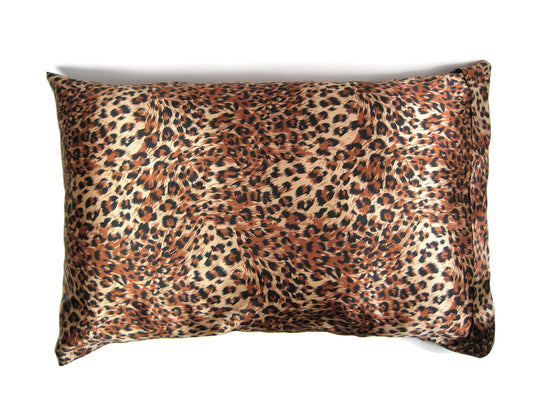 Luxe Satin Zippered Pillowcase - Leopard