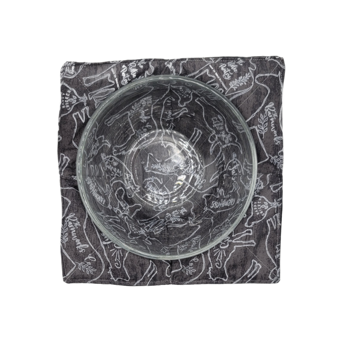 Reversible Bowl Cozy - Grey Farmhouse Print