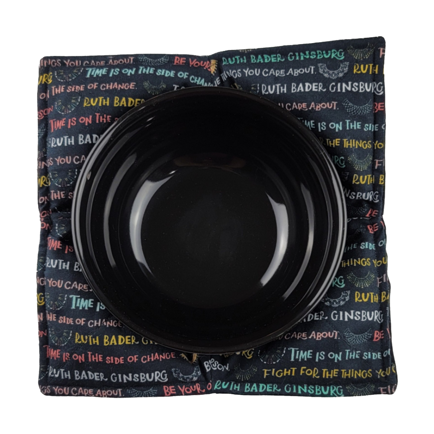 Reversible Bowl Cozy - Ruth Bader Ginsburg Quotes on Black