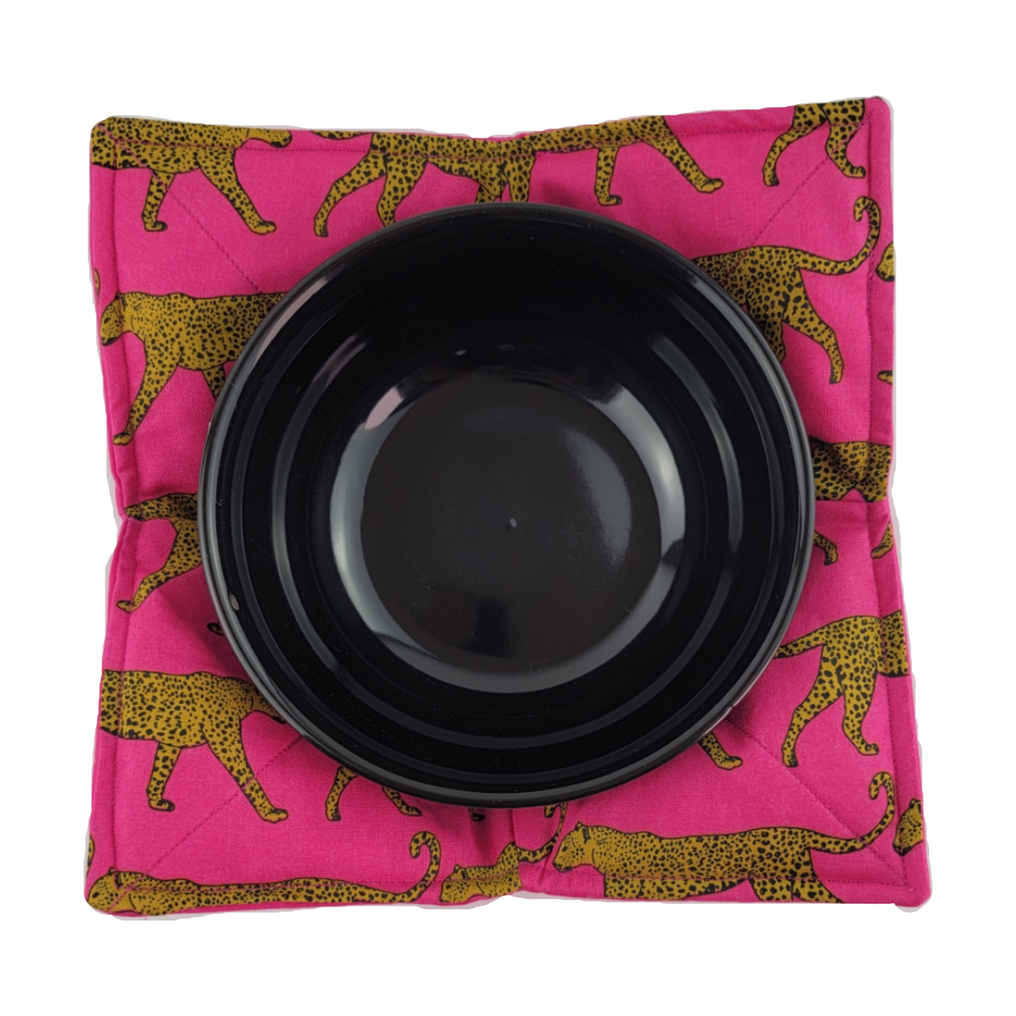 Reversible Bowl Cozy - Fuchsia Walking Cheetah