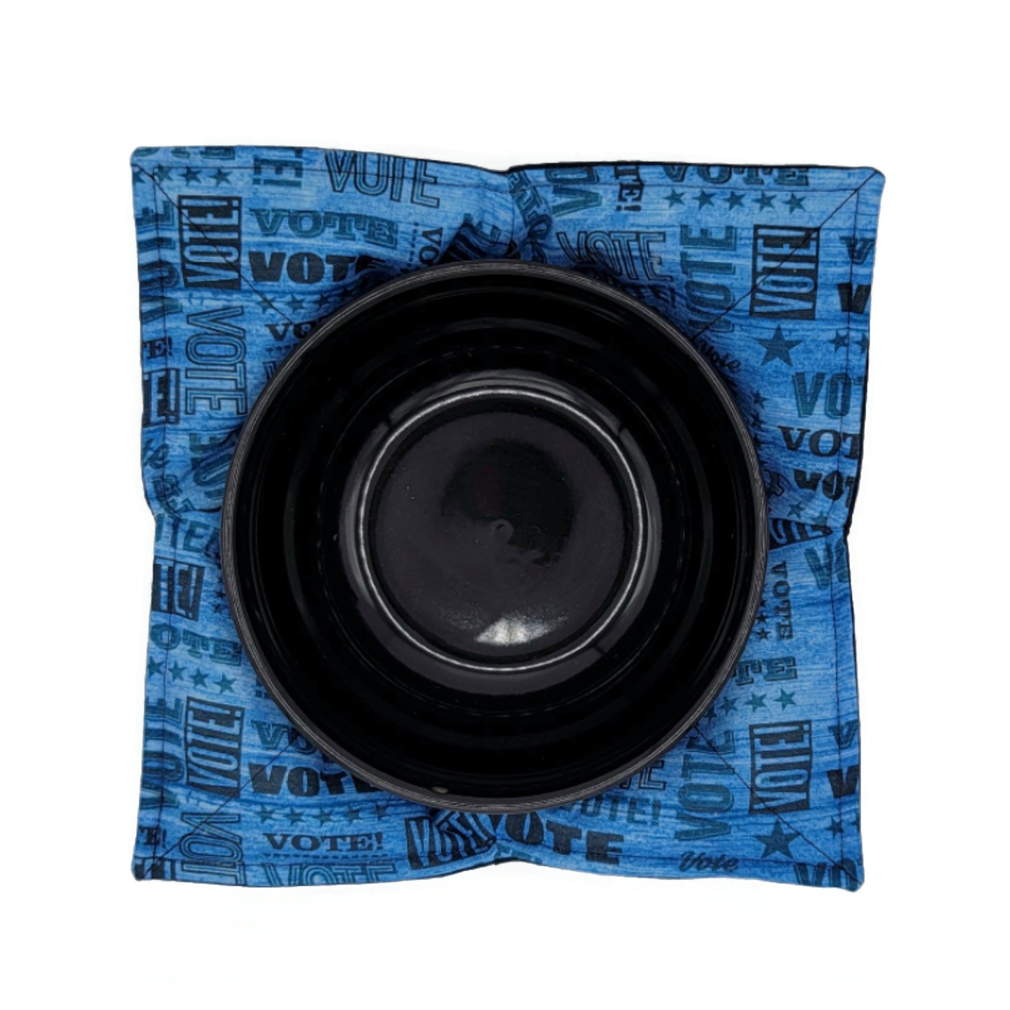 Reversible Bowl Cozy - Your Vote Counts! Blue/Black