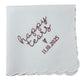 HAPPY TEARS Embroidered Scalloped Edge Handkerchief with Custom Date