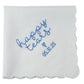 HAPPY TEARS Embroidered Scalloped Edge Handkerchief with Custom Date