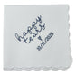 HAPPY TEARS Embroidered Scalloped Edge Handkerchief with Custom Date