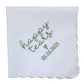 HAPPY TEARS Embroidered Scalloped Edge Handkerchief with Custom Date
