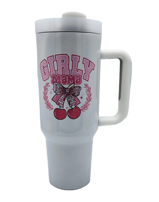 40 oz Mommy and Me Stainless Steel Tumbler, MAMA Girly Coquette Bow