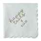 HAPPY TEARS Embroidered Scalloped Edge Handkerchief with Custom Date