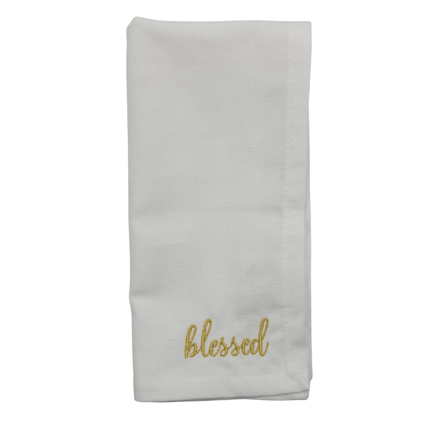 Thanksgiving Sentiments Embroidered Cotton 18x18 inch Dinner Napkins