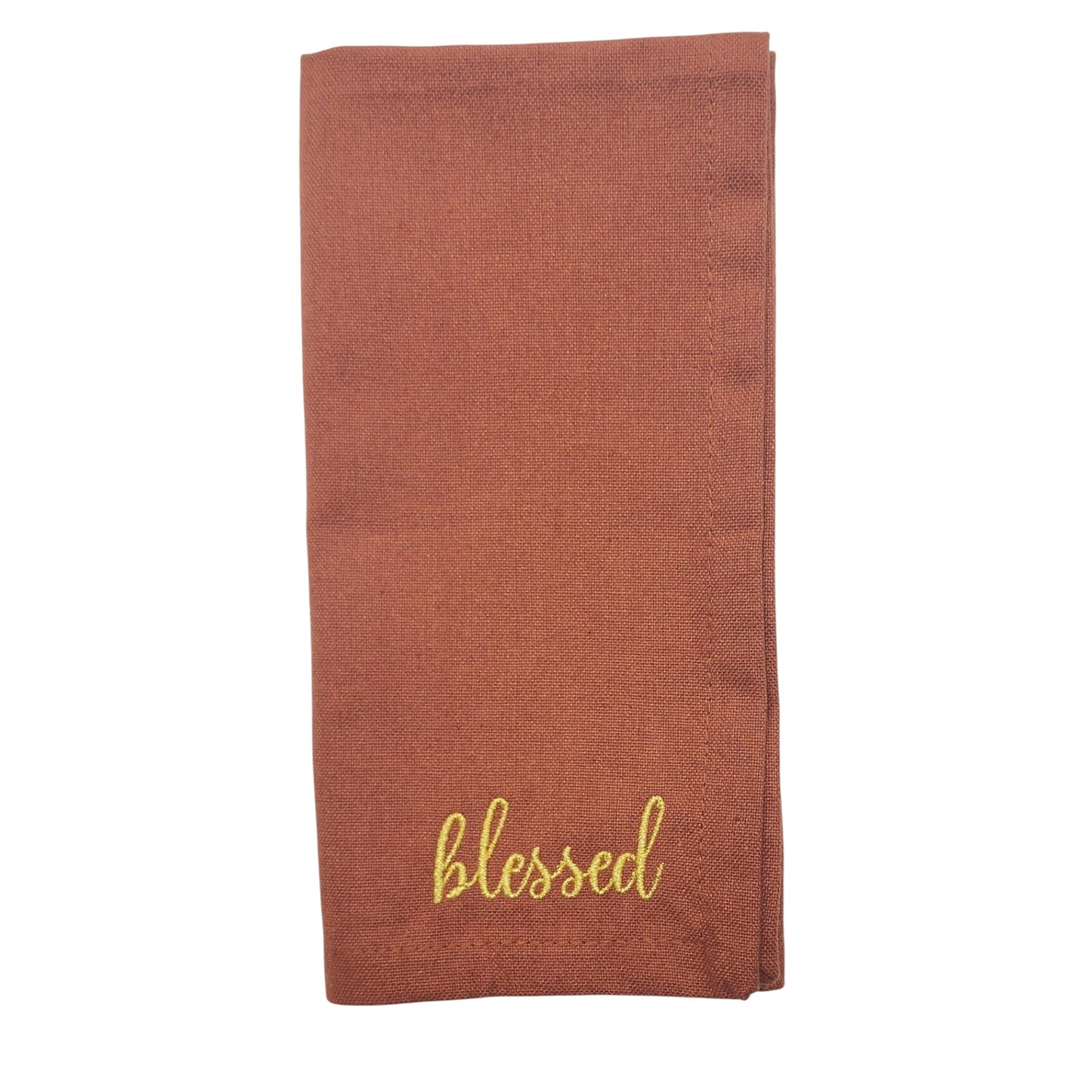 Thanksgiving Sentiments Embroidered Cotton 18x18 inch Dinner Napkins