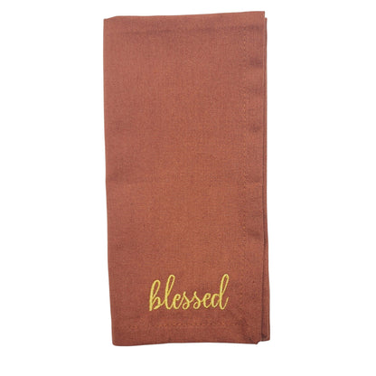 Thanksgiving Sentiments Embroidered Cotton 18x18 inch Dinner Napkins