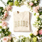 BRIDE Embroidered Glitter Applique Fleece Crew Sweatshirt - Sand