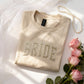 BRIDE Embroidered Glitter Applique Fleece Crew Sweatshirt - Sand