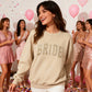 BRIDE Embroidered Glitter Applique Fleece Crew Sweatshirt - Sand