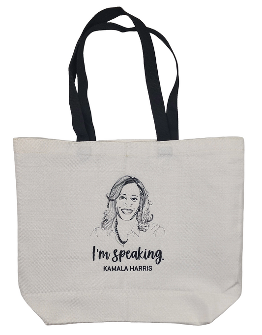 Kamala Harris, I'm Speaking Embroidered Market Tote Bag