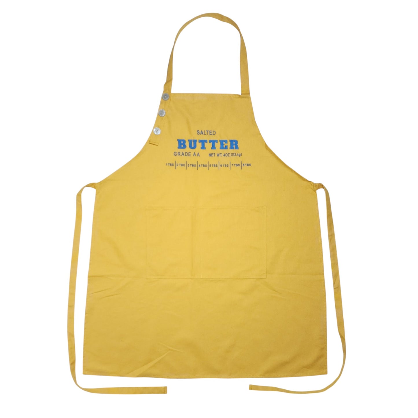 Embroidered Salted Butter Apron - Yellow/Blue