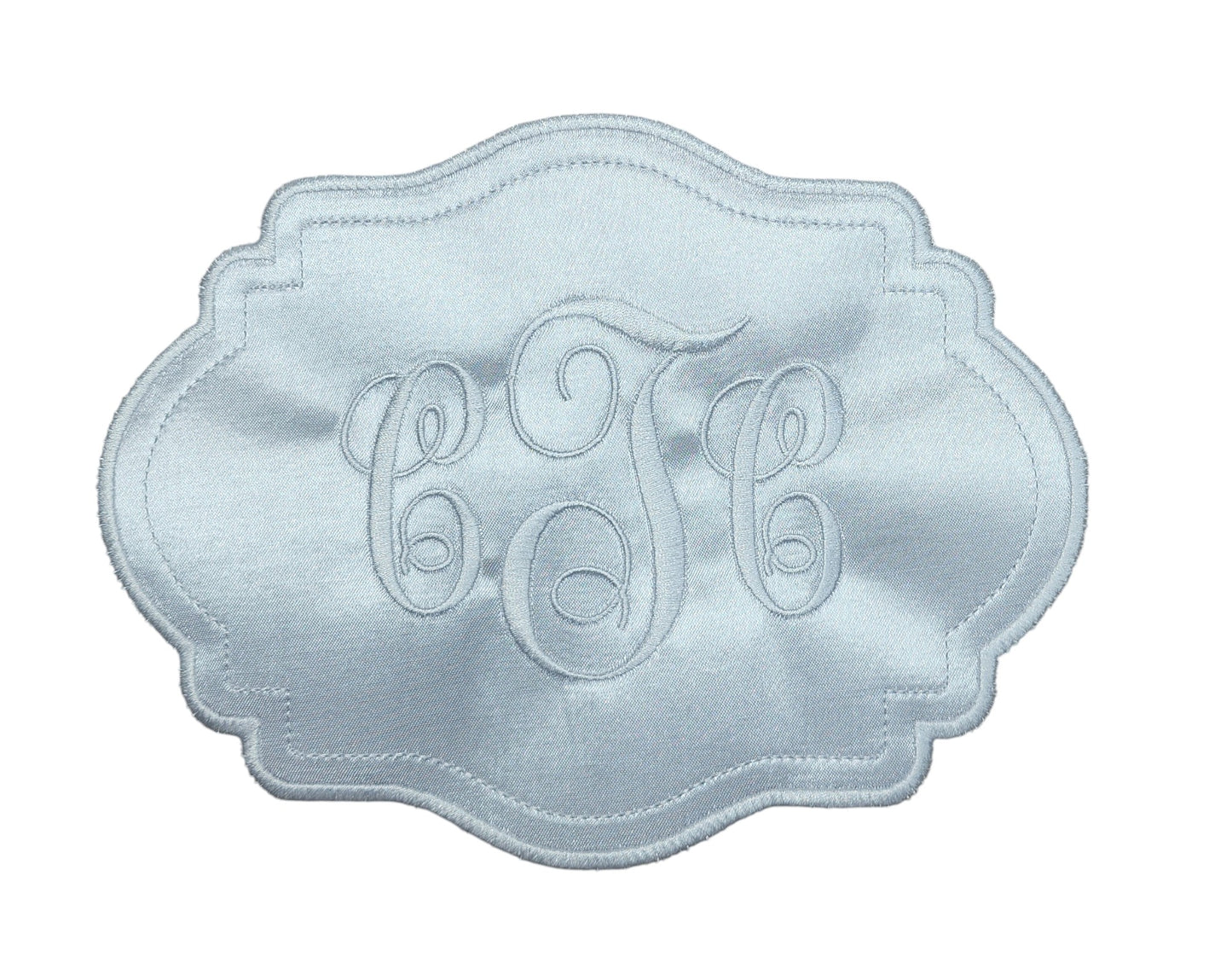 Embroidered Satin Bridal Bouquet Wrap with Monogram, Personalized Wedding Keepsake