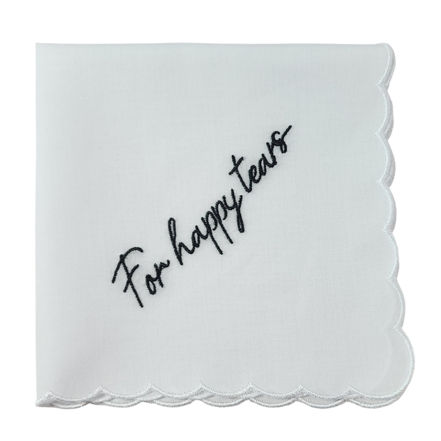 FOR HAPPY TEARS Embroidered Scalloped Edge Handkerchief