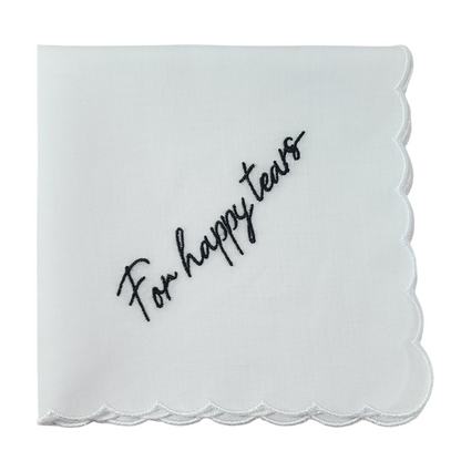 FOR HAPPY TEARS Embroidered Scalloped Edge Handkerchief