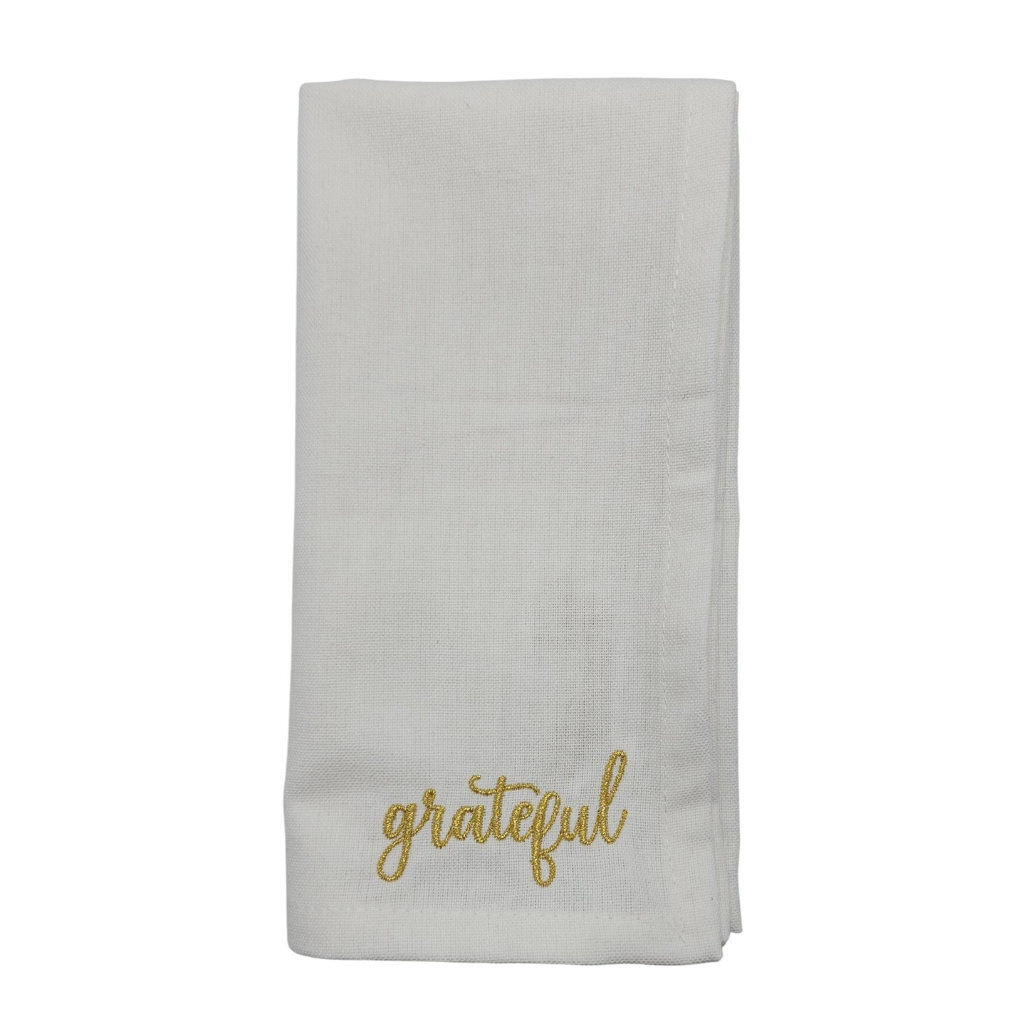 Thanksgiving Sentiments Embroidered Cotton 18x18 inch Dinner Napkins