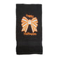 Happy Halloween Hand Towel with Embroidered Striped Couture Ghost Bow - Black