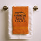 Happy Halloween Hand Towel with Embroidered Dancing Skeletons - Orange/Black