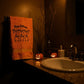 Happy Halloween Hand Towel with Embroidered Dancing Skeletons - Orange/Black
