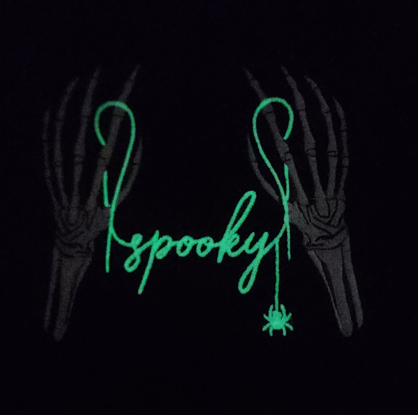 Spooky Halloween Hand Towel with Embroidered Glow in the Dark Skeleton Hands - Black