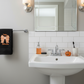 Happy Halloween Hand Towel with Embroidered Striped Couture Ghost Bow - Black