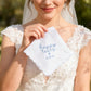 HAPPY TEARS Embroidered Scalloped Edge Handkerchief with Custom Date