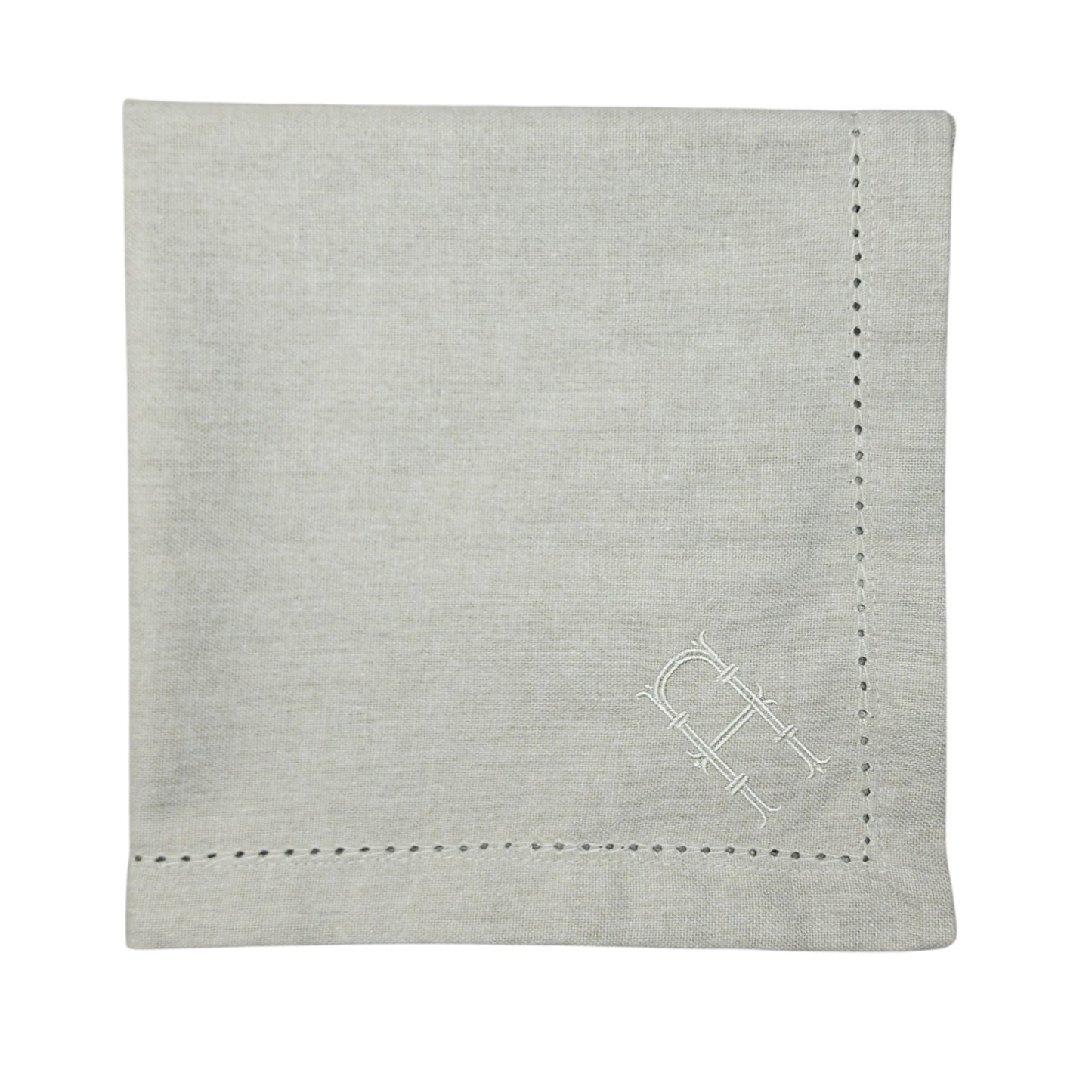 Hemstitched 18 inch Cotton Dinner Napkin with Embroidered Monogram