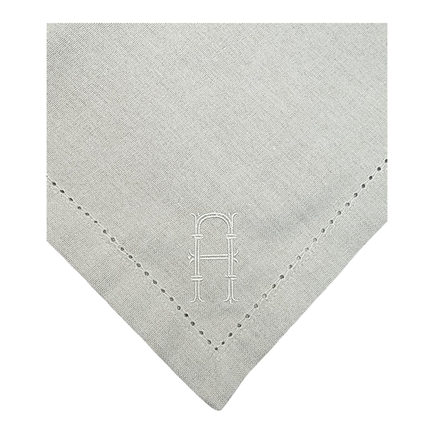 Hemstitched 18 inch Cotton Dinner Napkin with Embroidered Monogram