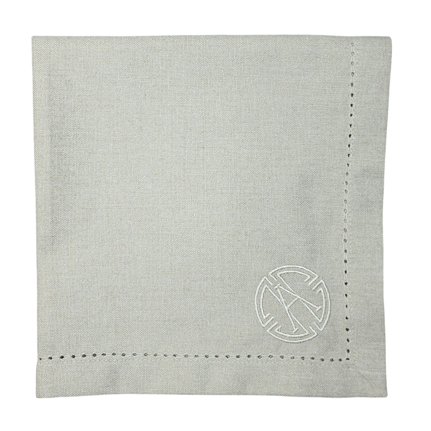 Hemstitched 18 inch Cotton Dinner Napkin with Embroidered Monogram