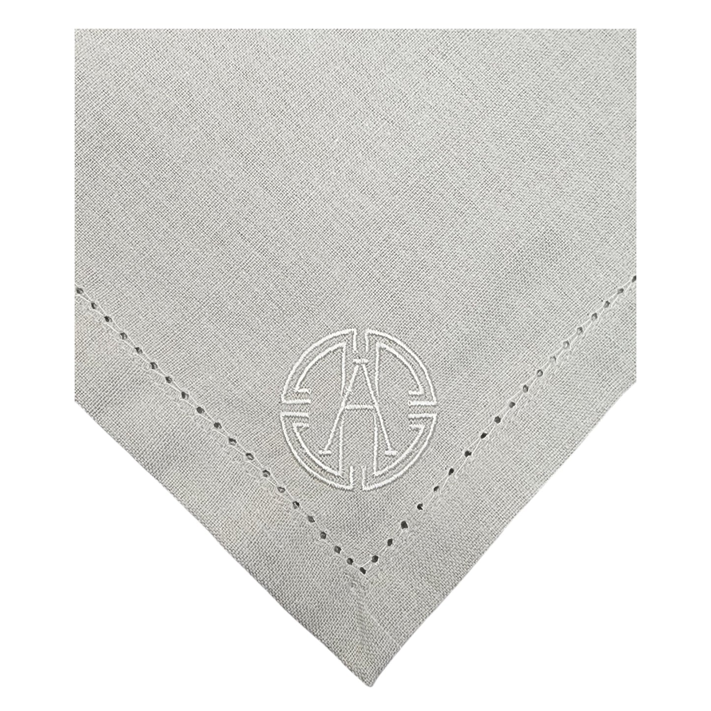 Hemstitched 18 inch Cotton Dinner Napkin with Embroidered Monogram