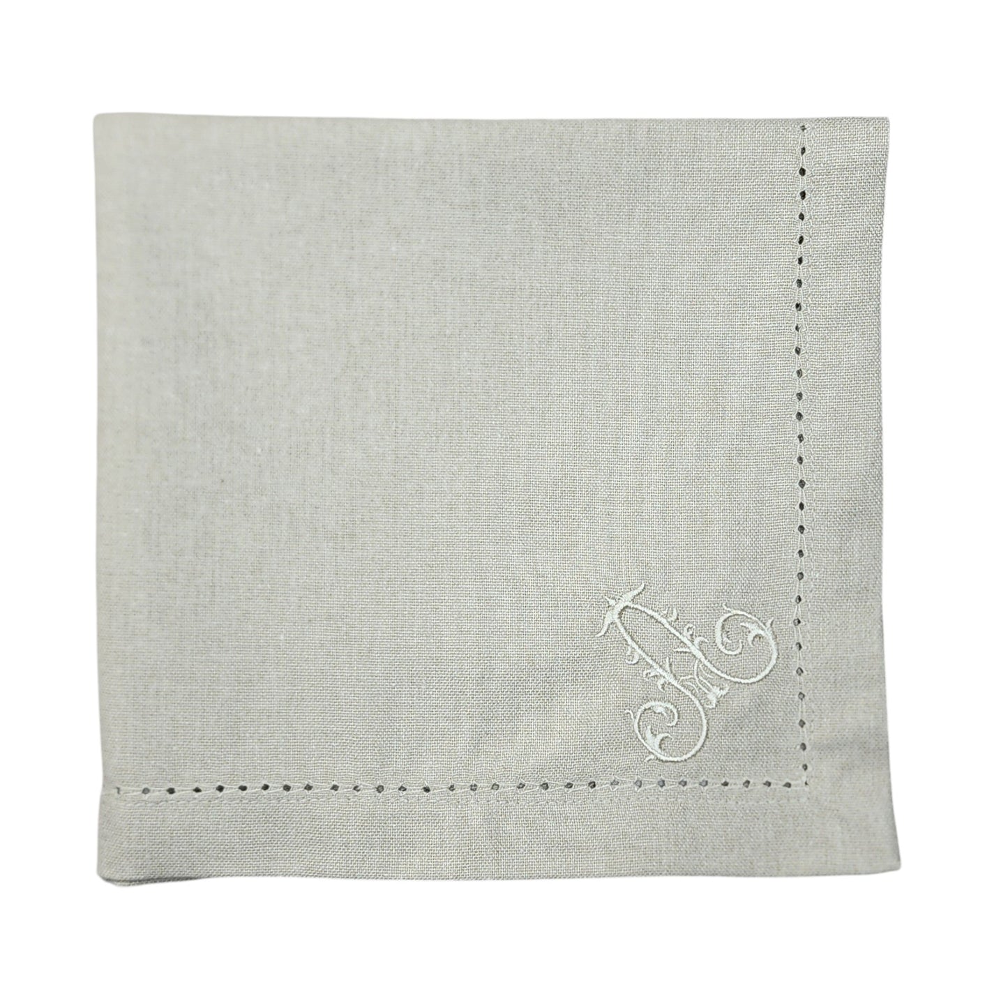 Hemstitched 18 inch Cotton Dinner Napkin with Embroidered Monogram