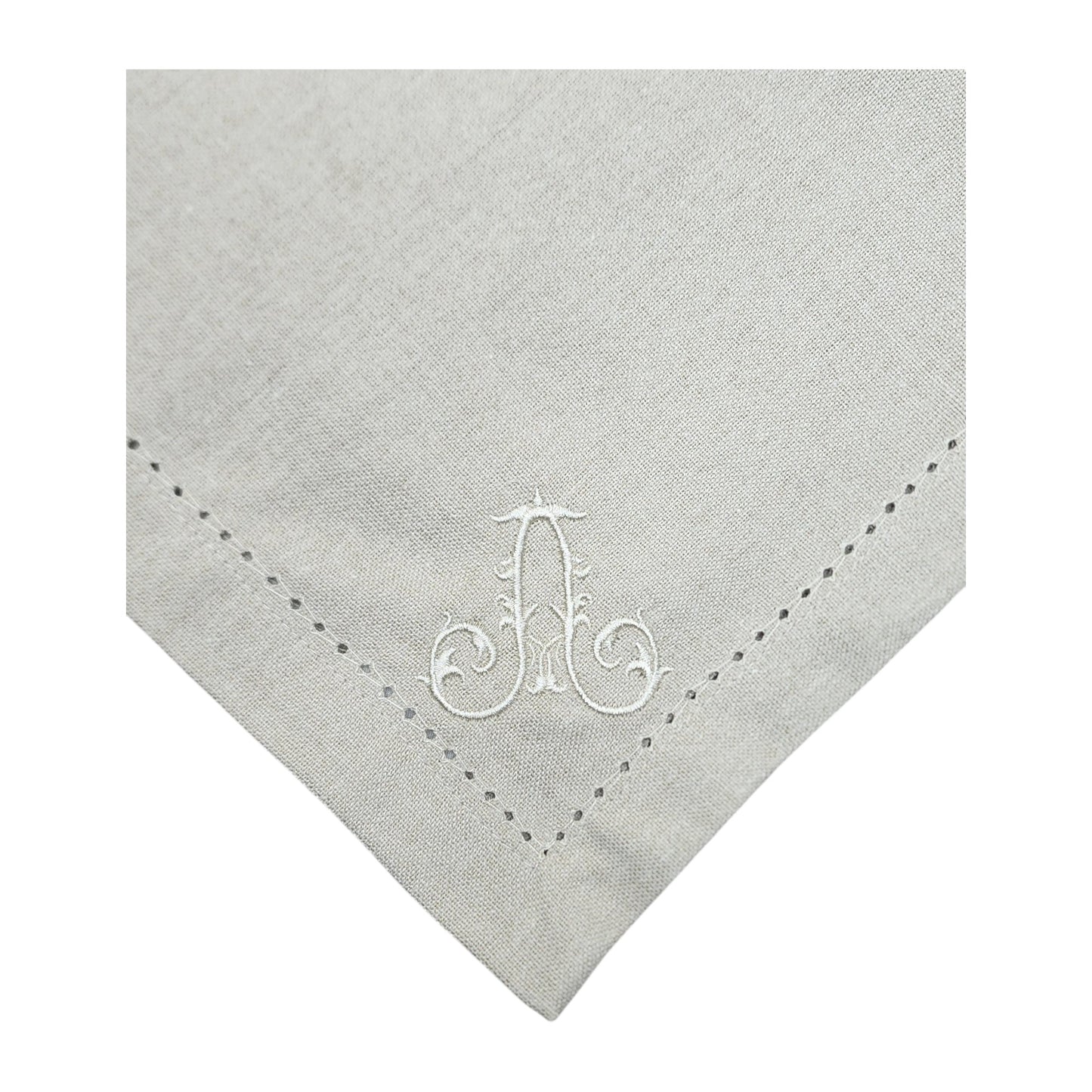 Hemstitched 18 inch Cotton Dinner Napkin with Embroidered Monogram