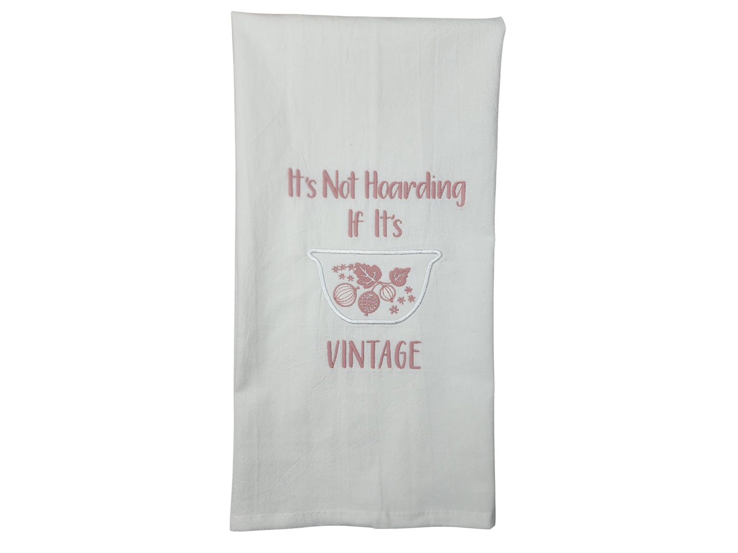 It's Not Hoarding If It's Vintage Embroidered Applique Flour Sack Tea Towel - Gooseberry
