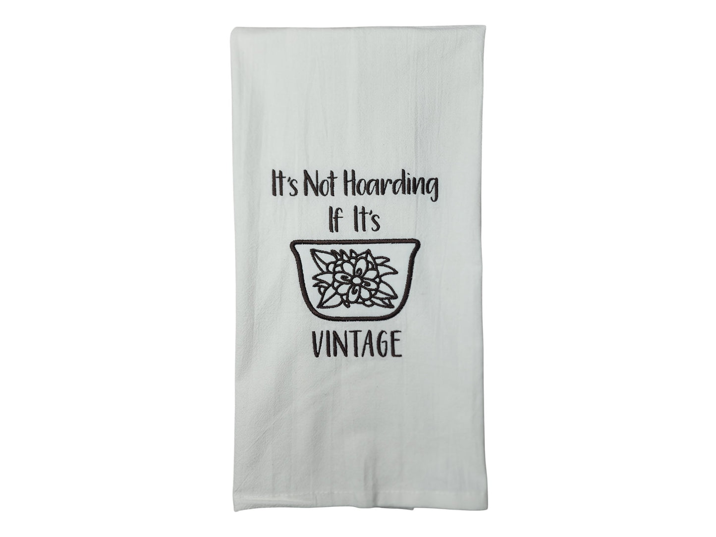 It's Not Hoarding If It's Vintage Embroidered Applique Flour Sack Tea Towel - Woodland