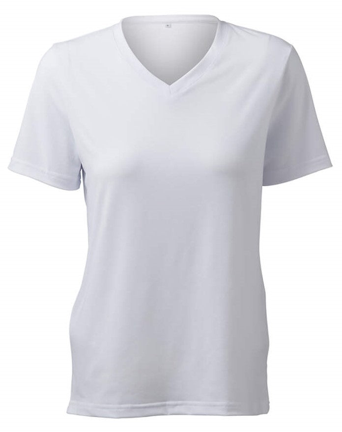 Ladies S/S V Neck Tee Shirt - White