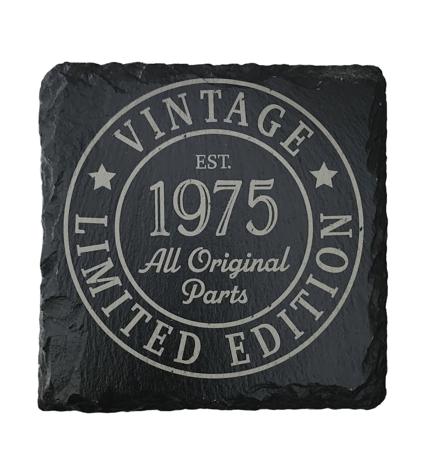 Laser Engraved Square Slate Coaster - Vintage Limited Edition Est. 1975, 50th Birthday