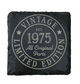 Laser Engraved Square Slate Coaster - Vintage Limited Edition Est. 1975, 50th Birthday